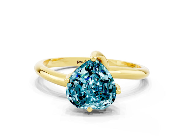 Yellow gold Heart Cut Blue Topaz Solitaire Engagement Ring with Four-Prong Setting and Classic Band