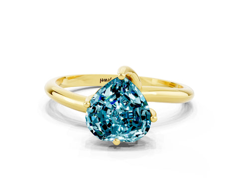 Yellow gold Heart Cut Blue Topaz Solitaire Engagement Ring with Four-Prong Setting and Classic Band_12