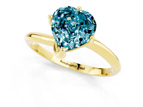 Yellow gold Heart Cut Blue Topaz Solitaire Engagement Ring with Four-Prong Setting and Classic Band_13
