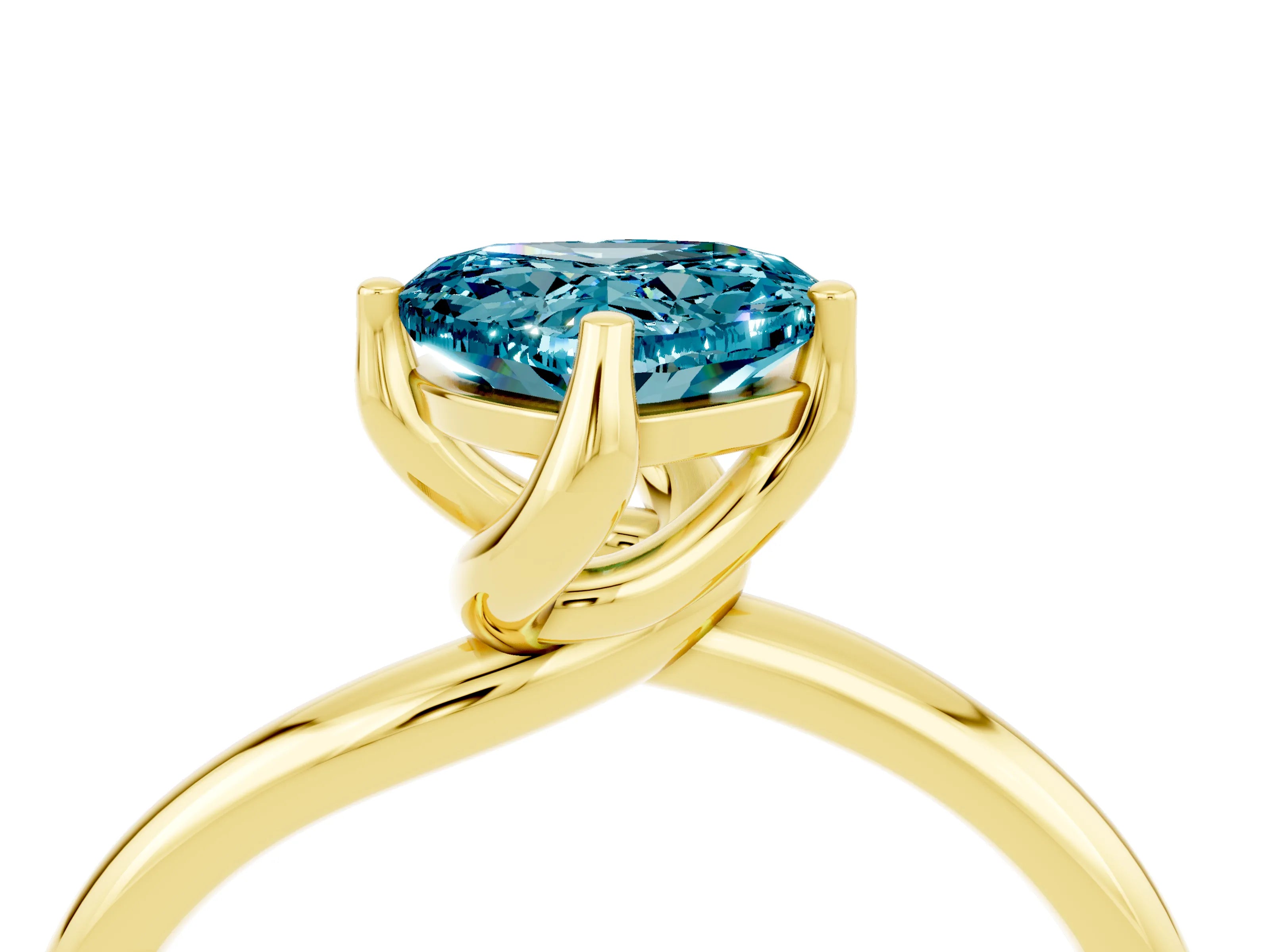 Yellow gold Heart Cut Blue Topaz Solitaire Engagement Ring with Four-Prong Setting and Classic Band_16