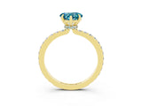Yellow gold Heart Cut Blue Topaz Solitaire Engagement Ring with Pavé Band and Four-Prong Setting_3