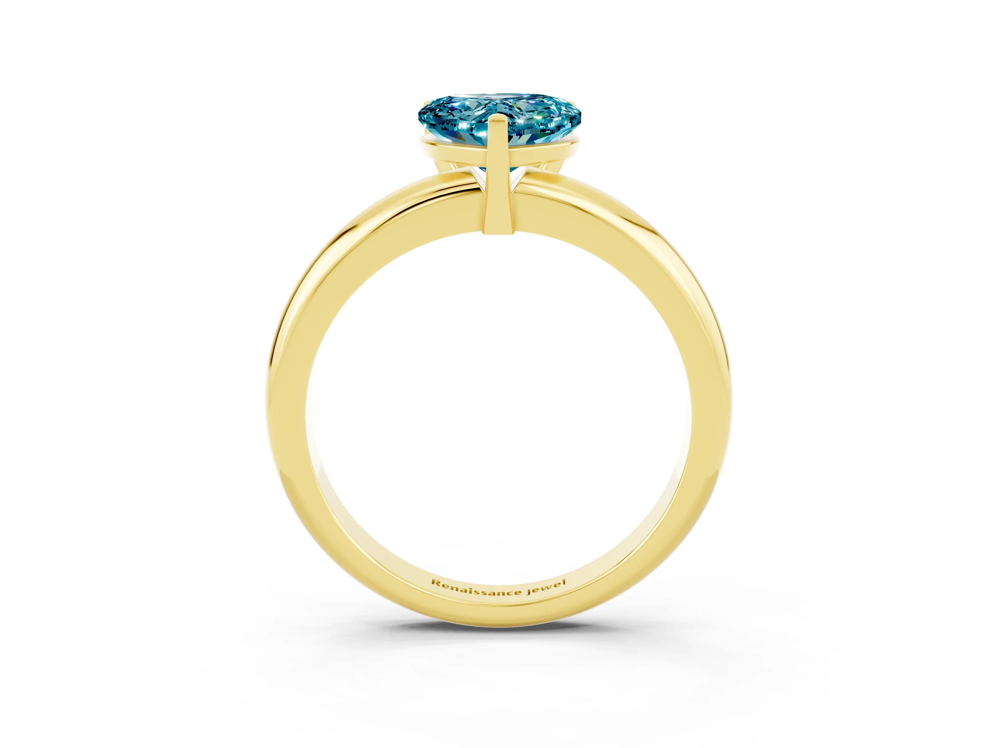 Yellow gold Heart Cut Blue Topaz Solitaire Engagement Ring with Round Band and Four-Prong Setting_3