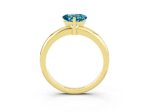 Yellow gold Heart Cut Blue Topaz Solitaire Engagement Ring with Round Band and Four-Prong Setting_3