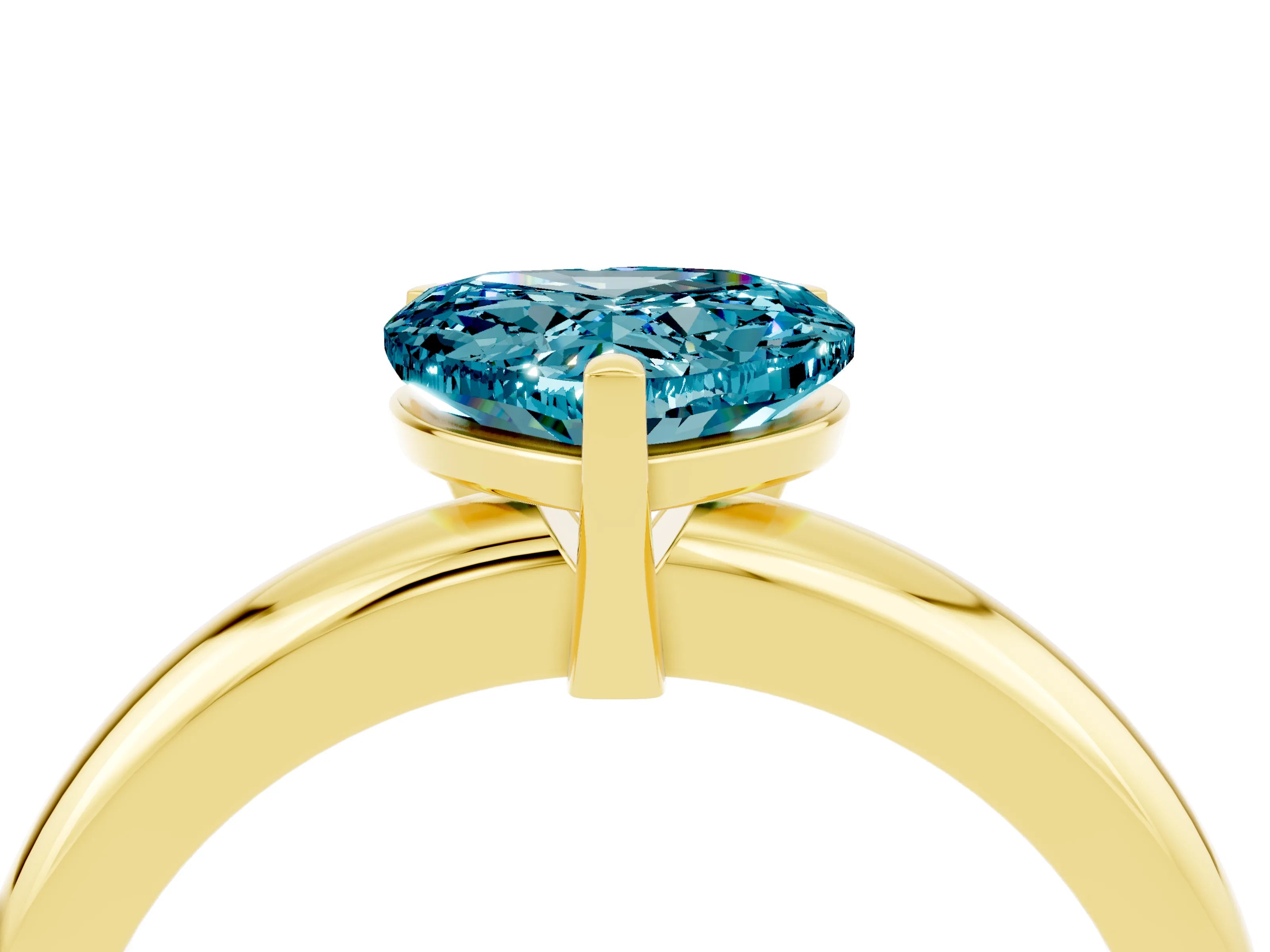 Yellow gold Heart Cut Blue Topaz Solitaire Engagement Ring with Round Band and Four-Prong Setting_4