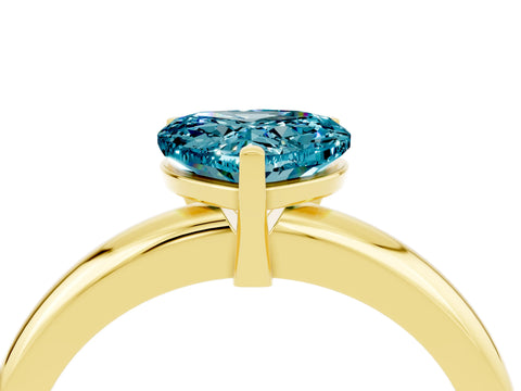 Yellow gold Heart Cut Blue Topaz Solitaire Engagement Ring with Round Band and Four-Prong Setting_4