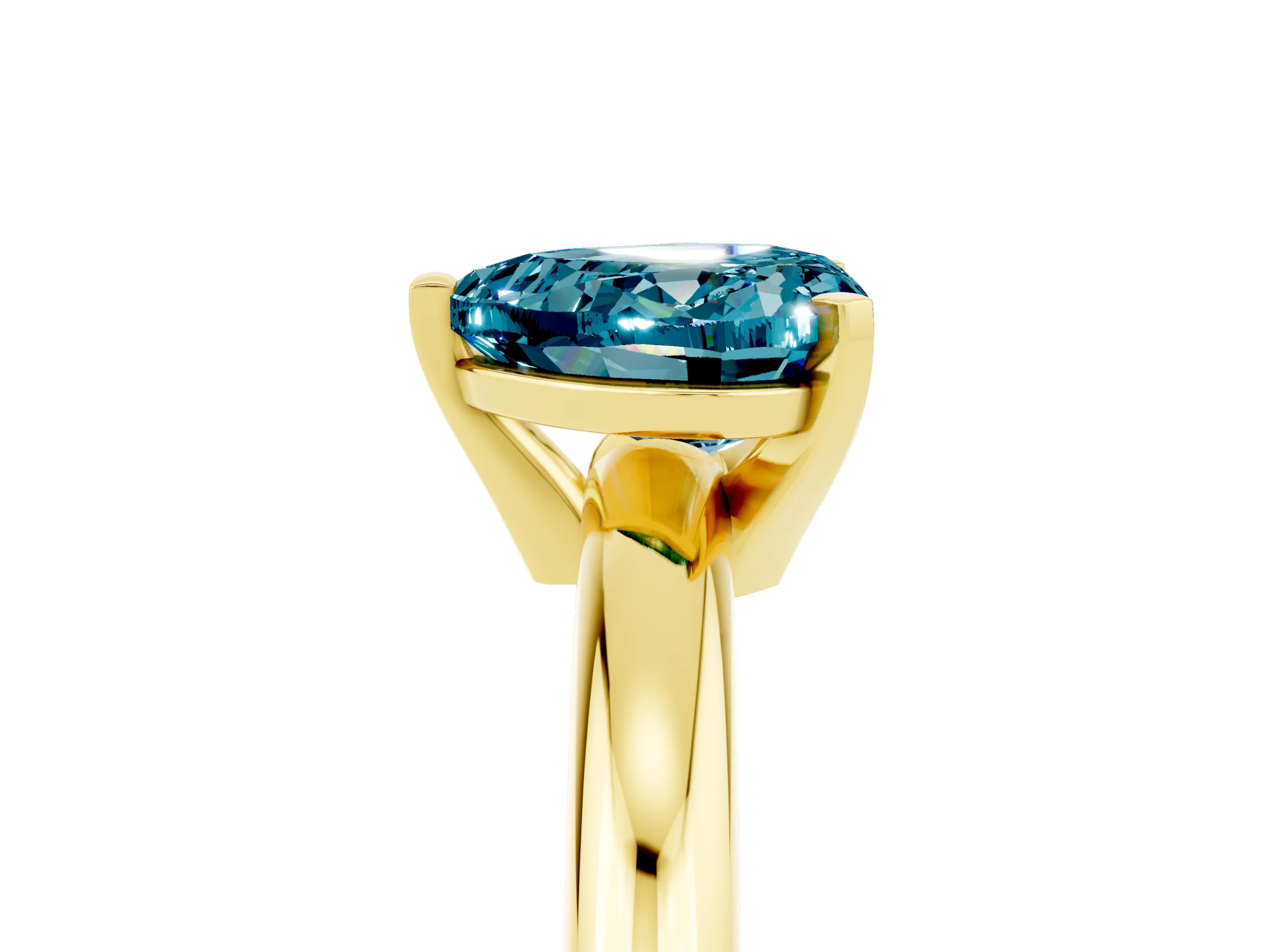 Yellow gold Heart Cut Blue Topaz Solitaire Engagement Ring with Round Band and Four-Prong Setting_5