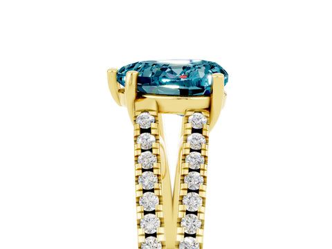 Yellow gold Heart Cut Blue Topaz Solitaire Engagement Ring with Split Shank Pavé Band_5