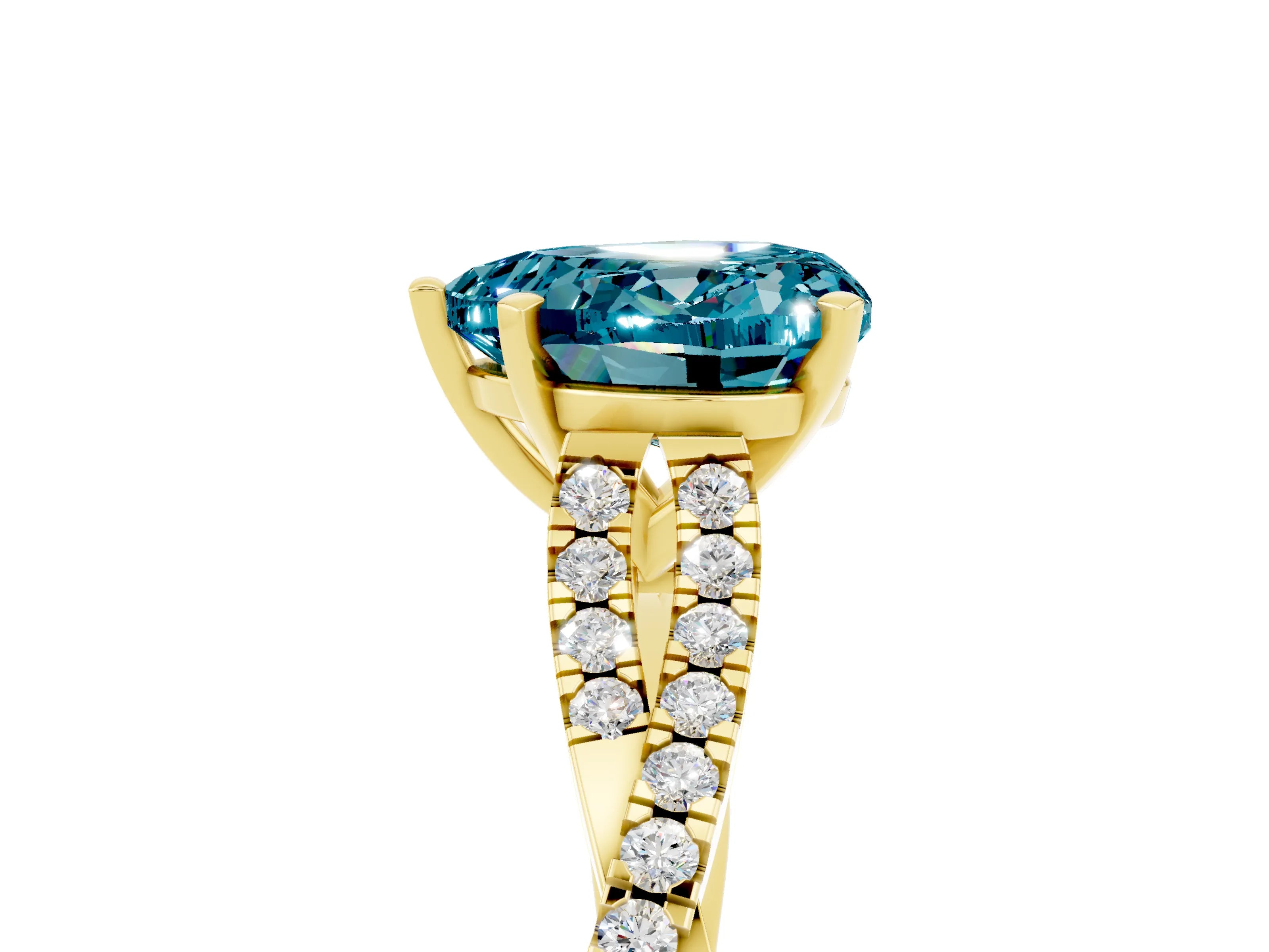 Yellow gold Heart Cut Blue Topaz Solitaire Engagement Ring with Twisted Pavé Band and Four-Prong Setting_17