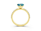 Yellow gold Heart Cut Blue Topaz Solitaire Pavé Band with Four-Prong Setting_1