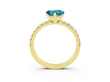 Yellow gold Heart Cut Blue Topaz Solitaire Pavé Engagement Ring with Round Band and Prong Setting_15