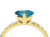 Yellow gold Heart Cut Blue Topaz Solitaire Pavé Engagement Ring with Round Band and Prong Setting_16