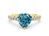 Yellow gold Heart Cut Blue Topaz Solitaire Pavé Engagement Ring with Round Band and Prong Setting_66