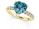 Yellow gold Heart Cut Blue Topaz Solitaire Pavé Engagement Ring with Round Band and Prong Setting_67