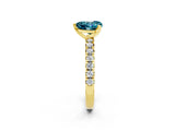 Yellow gold Heart Cut Blue Topaz Solitaire Pavé Engagement Ring with Round Band and Prong Setting_68