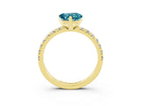 Yellow gold Heart Cut Blue Topaz Solitaire Pavé Engagement Ring with Round Band and Prong Setting_69