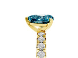 Yellow gold Heart Cut Blue Topaz Solitaire Pavé Engagement Ring with Round Band and Prong Setting_71