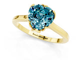Yellow gold Heart Cut Blue Topaz Solitaire Ring with Flower Prong Setting and Classic Band_37