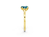 Yellow gold Heart Cut Blue Topaz Solitaire Ring with Flower Prong Setting and Classic Band_38