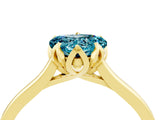 Yellow gold Heart Cut Blue Topaz Solitaire Ring with Flower Prong Setting and Classic Band_40