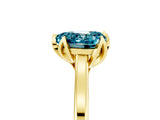 Yellow gold Heart Cut Blue Topaz Solitaire Ring with Flower Prong Setting and Classic Band_41