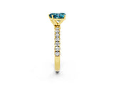 Yellow gold Heart Cut Blue Topaz Solitaire Ring with Pavé Accents and Four-Prong Setting_2