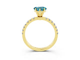 Yellow gold Heart Cut Blue Topaz Solitaire Ring with Pavé Accents and Four-Prong Setting_3