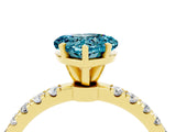 Yellow gold Heart Cut Blue Topaz Solitaire Ring with Pavé Accents and Four-Prong Setting_4