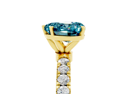 Yellow gold Heart Cut Blue Topaz Solitaire Ring with Pavé Accents and Four-Prong Setting_5