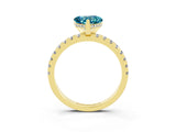 Yellow gold Heart Cut Blue Topaz Solitaire Ring with Pavé Band and Four-Prong Setting_27