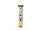 Yellow gold Heart Cut Blue Topaz Solitaire Ring with Pavé and Channel Set Band_2