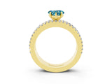 Yellow gold Heart Cut Blue Topaz Solitaire Ring with Pavé and Channel Set Band_3
