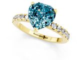 Yellow gold Heart Cut Blue Topaz Solitaire Ring with Round  Pavé Band and Four-Prong Setting_37