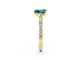 Yellow gold Heart Cut Blue Topaz Solitaire Ring with Round  Pavé Band and Four-Prong Setting_38