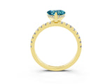Yellow gold Heart Cut Blue Topaz Solitaire Ring with Round  Pavé Band and Four-Prong Setting_39