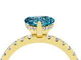Yellow gold Heart Cut Blue Topaz Solitaire Ring with Round  Pavé Band and Four-Prong Setting_40