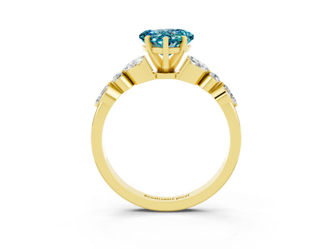 Yellow gold Heart Cut Blue Topaz Solitaire Ring with Side Stones and Four-Prong Setting_15
