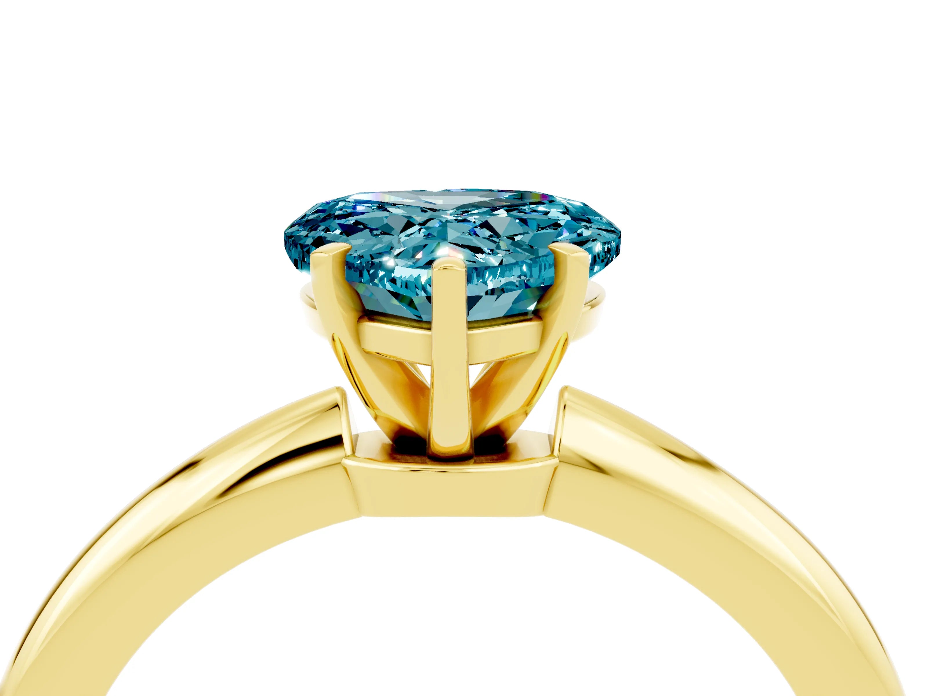 Yellow gold Heart Cut Blue Topaz Solitaire Ring with Six-Prong Setting and Classic Band_4