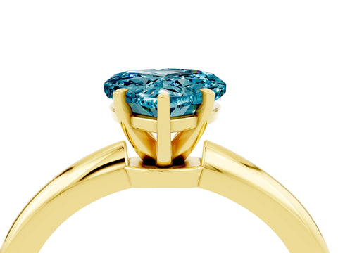Yellow gold Heart Cut Blue Topaz Solitaire Ring with Six-Prong Setting and Classic Band_4