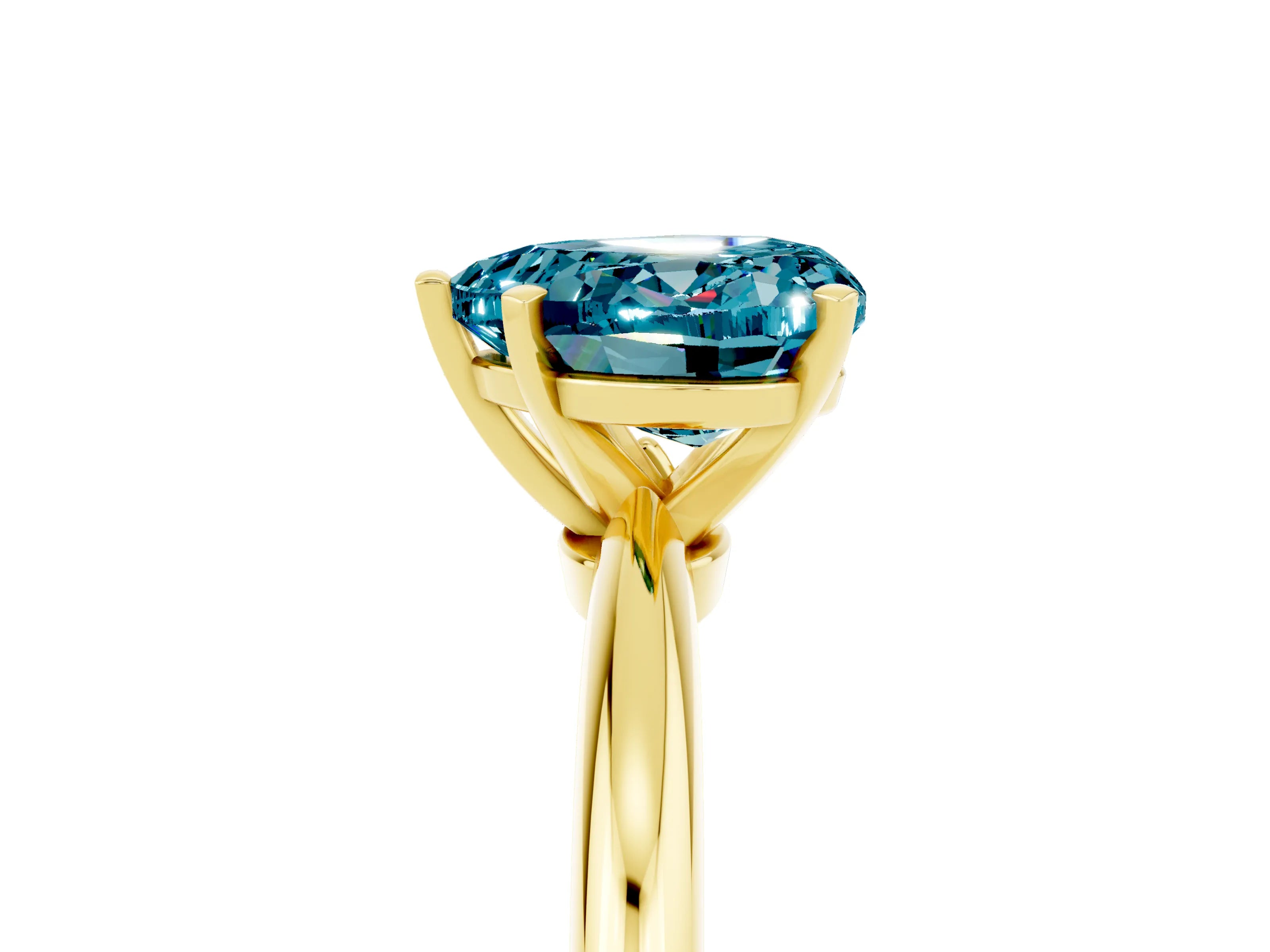 Yellow gold Heart Cut Blue Topaz Solitaire Ring with Six-Prong Setting and Classic Band_5