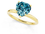 Yellow gold Heart Cut Blue Topaz Solitaire Ring with Thin Band and Four-Prong Setting_1