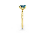 Yellow gold Heart Cut Blue Topaz Solitaire Ring with Thin Band and Four-Prong Setting_2