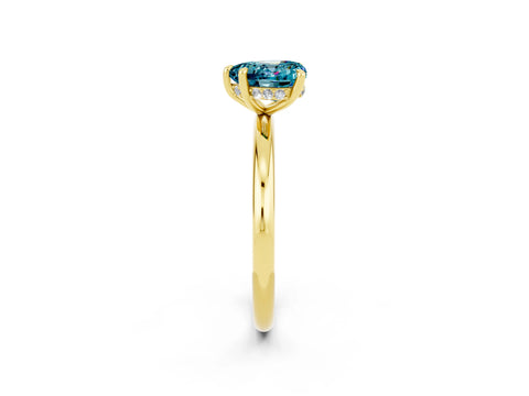 Yellow gold Heart Cut Blue Topaz Solitaire Ring with Thin Band and Four-Prong Setting_2