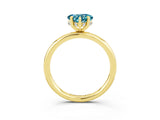 Yellow gold Heart Cut Blue Topaz Solitaire Ring with Thin Band and Four-Prong Setting_3