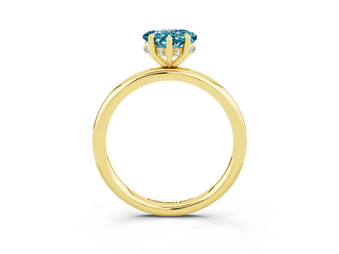 Yellow gold Heart Cut Blue Topaz Solitaire Ring with Thin Band and Four-Prong Setting_3