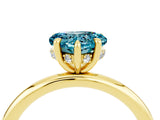 Yellow gold Heart Cut Blue Topaz Solitaire Ring with Thin Band and Four-Prong Setting_4