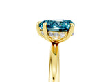 Yellow gold Heart Cut Blue Topaz Solitaire Ring with Thin Band and Four-Prong Setting_5