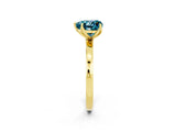 Yellow gold Heart Cut Blue Topaz Solitaire Ring with Thin Band and Prong Setting_14