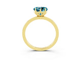 Yellow gold Heart Cut Blue Topaz Solitaire Ring with Thin Band and Prong Setting_15
