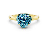 Yellow gold Heart Cut Blue Topaz Solitaire Ring with Thin Band and Prong Setting_24