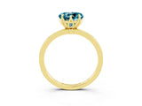 Yellow gold Heart Cut Blue Topaz Solitaire Ring with Thin Band and Prong Setting_27